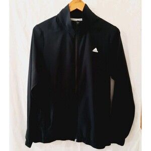Adidas Womens Medium Full-Zip Golf Jacket Black Lightweight